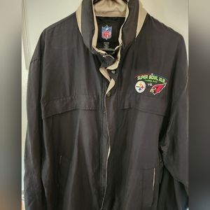 Free Shipping MAKE OFFER- Vintage Black windbreaker NFL Super Bowl XLII size XXL